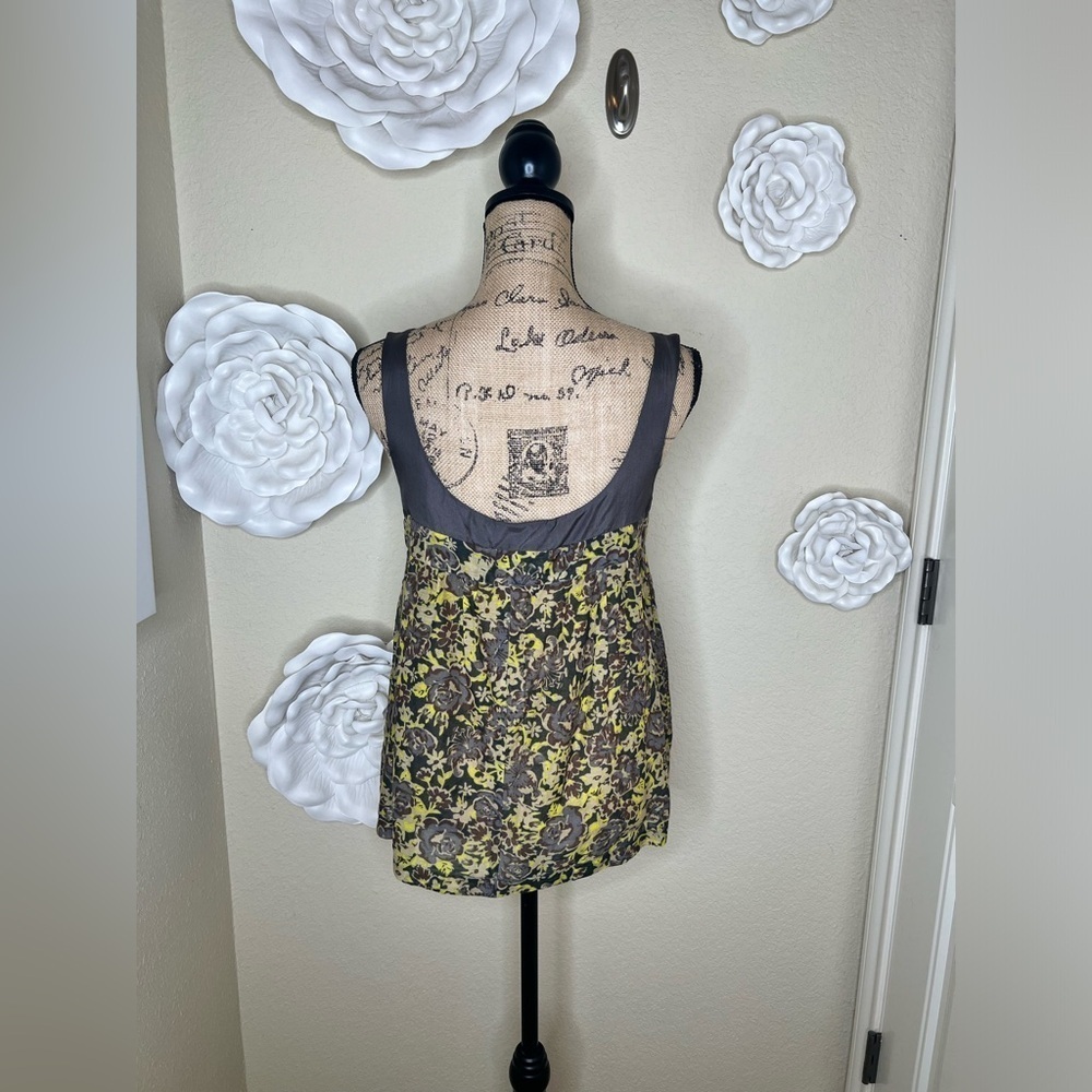 Anthropologie Hero & Leander Grey, Green & Yellow Silk Tank Top Size Small - Picture 9 of 12